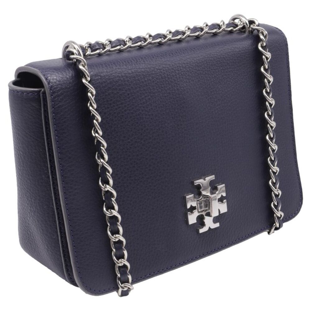 Tory Burch Mercer Shoulder Bag in Navy Blue Leather - Picture 2 of 12